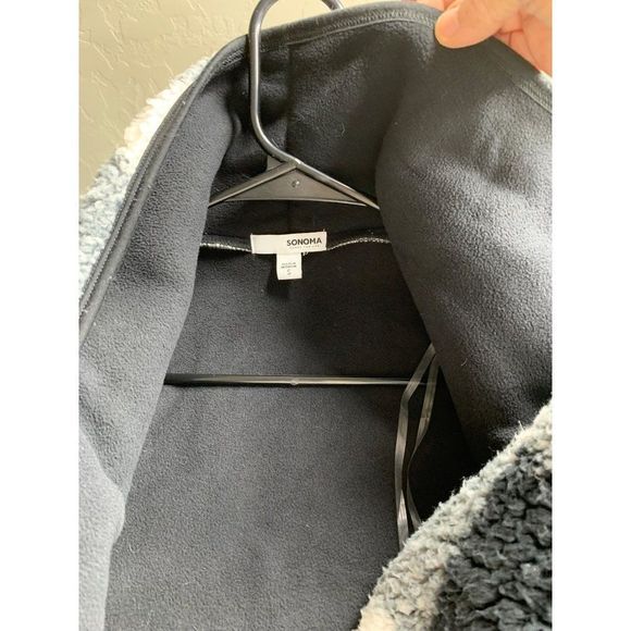 Womens Sonoma Sherpa Fleece Buffalo Plaid Size Small Cardigan Wrap Jacket 3142 - Picture 4 of 6